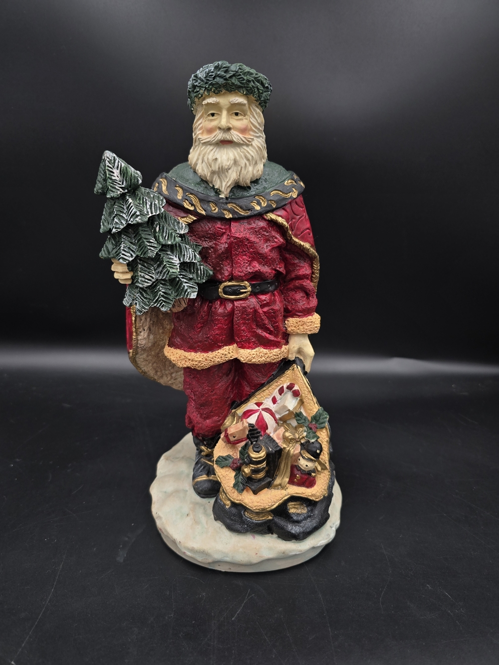 Green-Capped Red Santa Figurine Holiday Decor